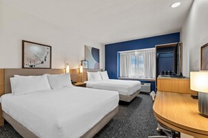 Room, 2 Queen Beds | Desk, laptop workspace, blackout drapes, iron/ironing board