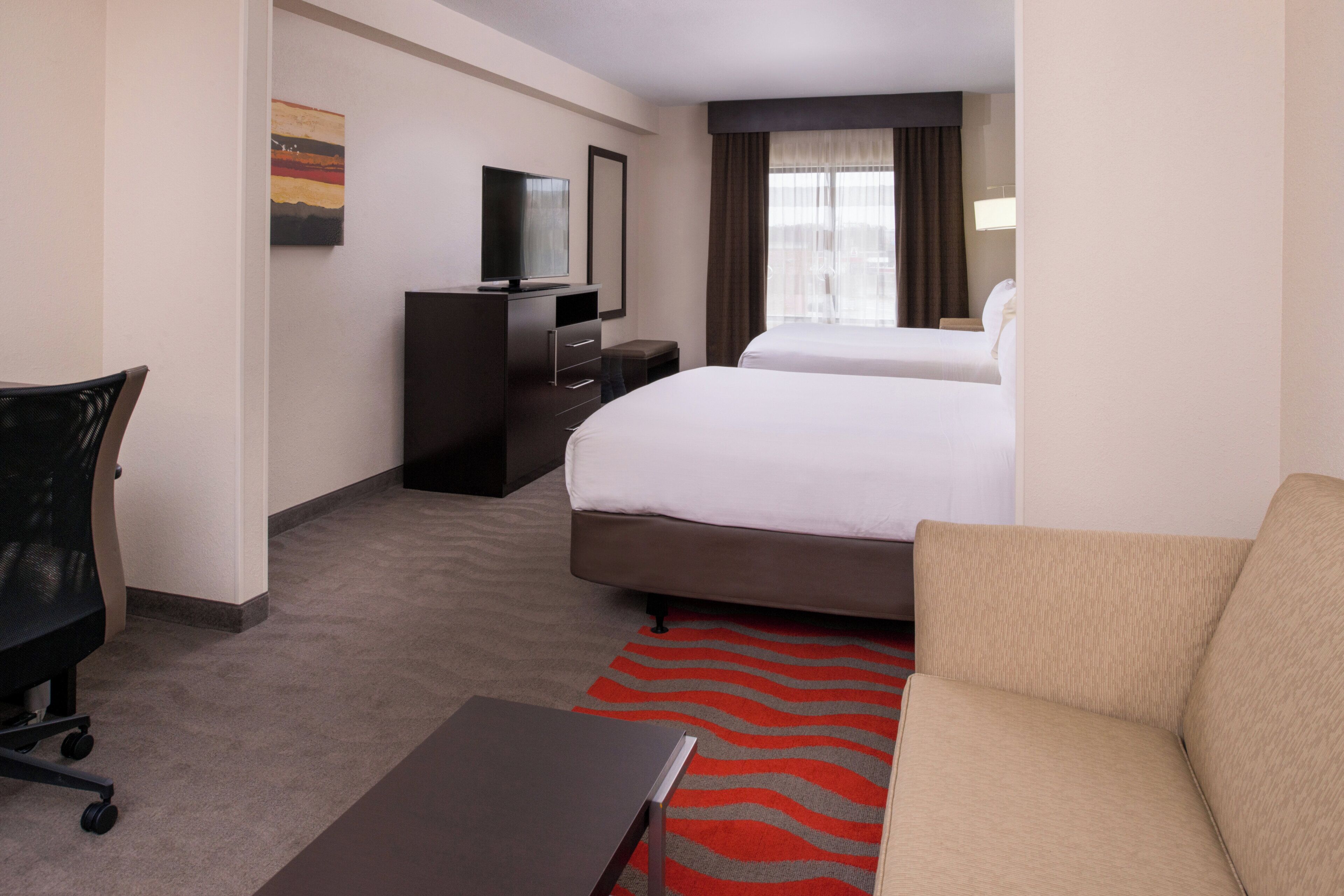Suite, Multiple Beds, Accessible Bathtub | Desk, laptop workspace, iron/ironing board, WiFi