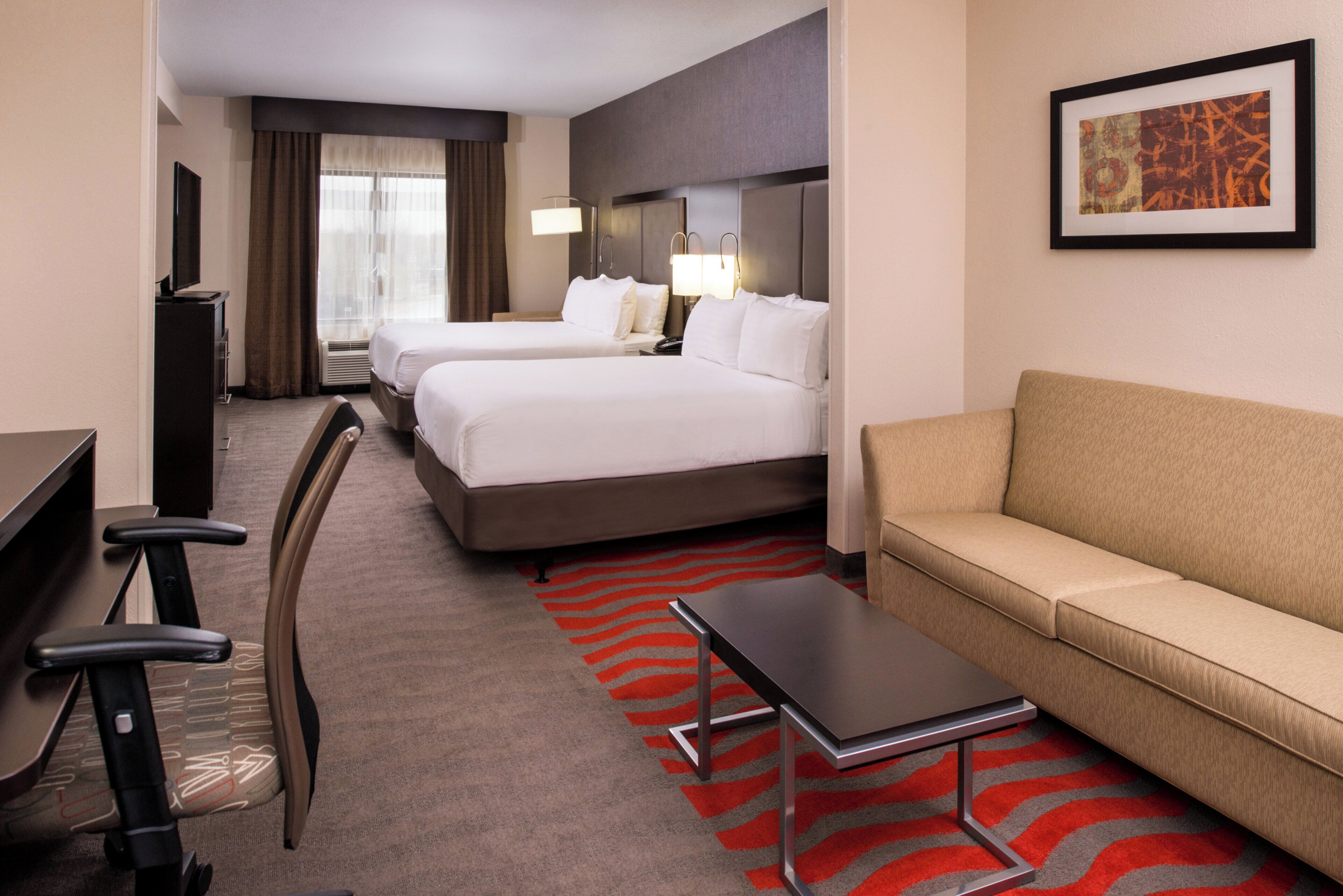 Suite, Multiple Beds, Accessible Bathtub | Desk, laptop workspace, iron/ironing board, WiFi