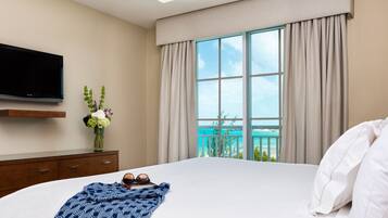 Premium bedding, down comforters, pillowtop beds, free minibar