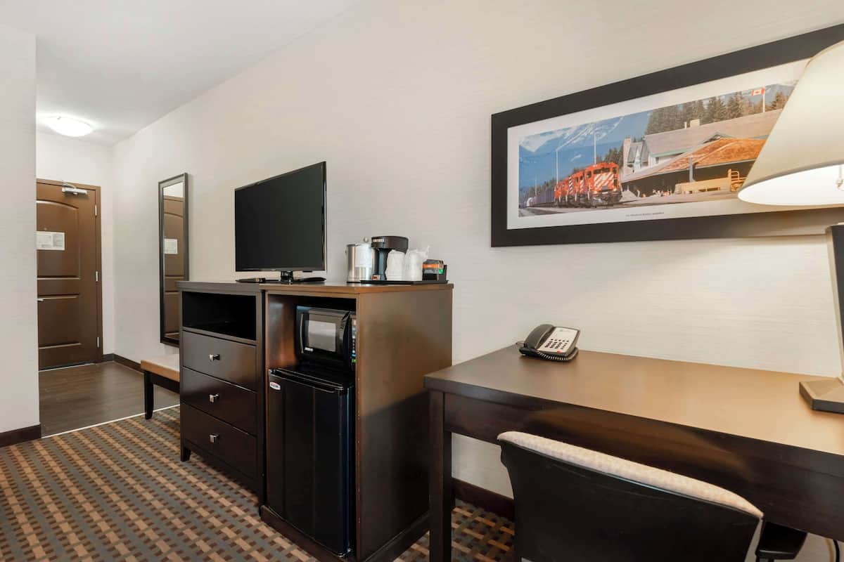 down duvets, desk, laptop workspace, iron/ironing board