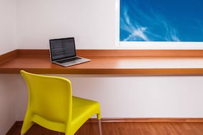 Desk, free WiFi, bed sheets