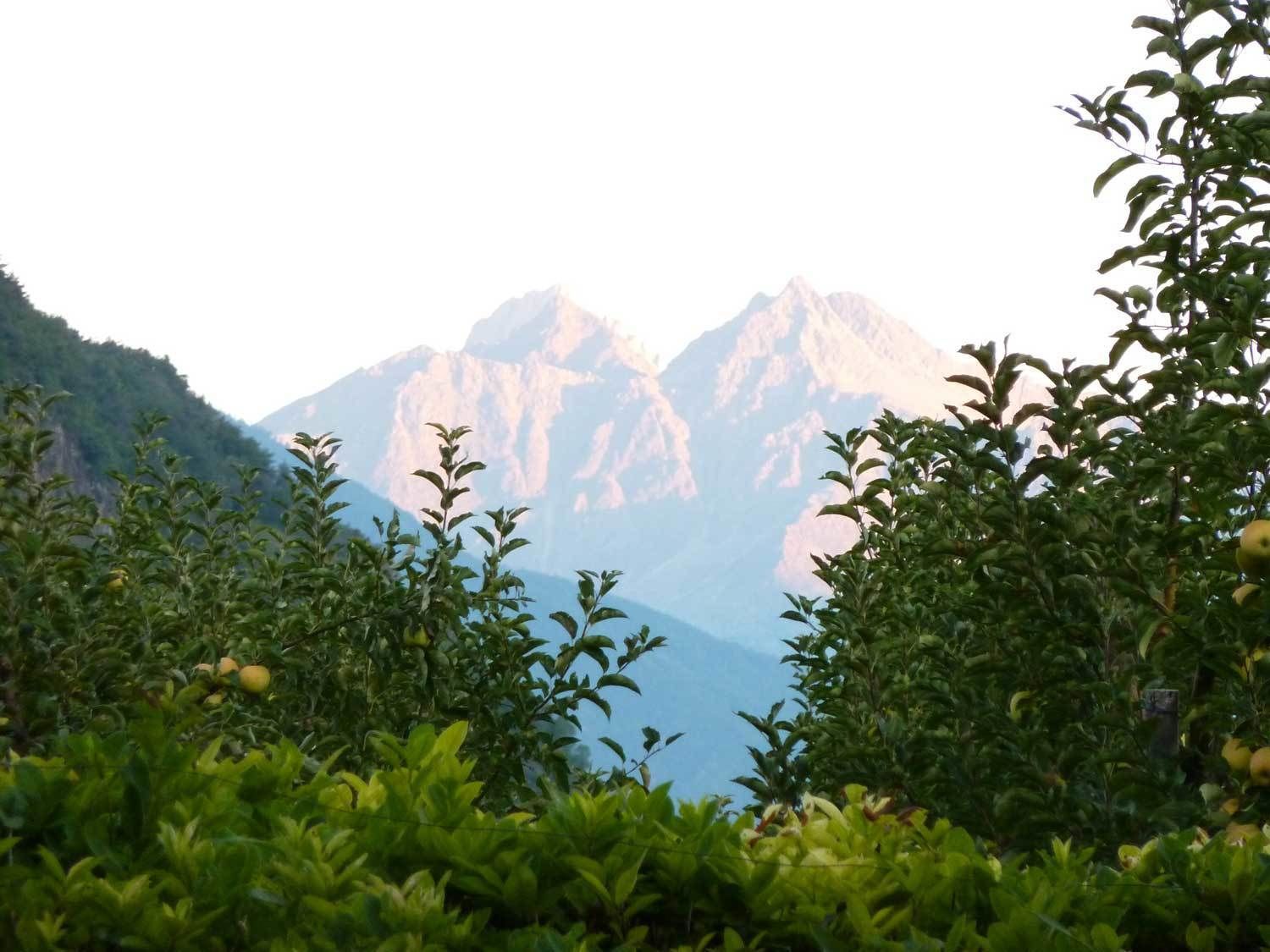 A mountainous landscape with a view of a mountain range in the background.