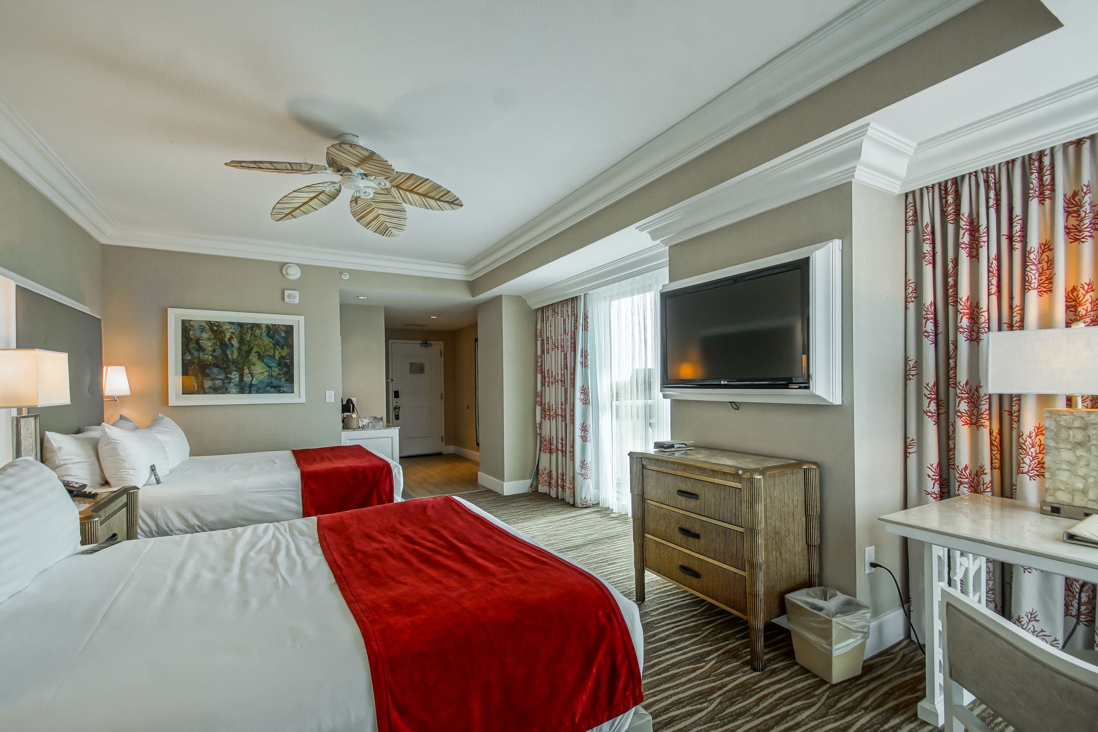 42-inch flat-screen TV with satellite channels, TV, iPod dock