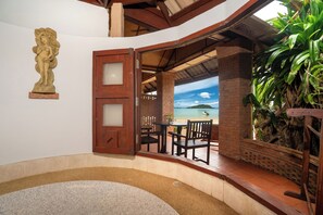 Room, Hot Tub, Beach View | Bathroom | Free toiletries, hair dryer, towels, soap