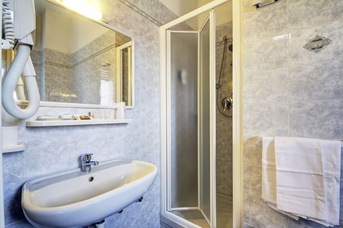 single room | bathroom | shower, hair dryer, bidet, towels