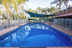 Outdoor pool, pool loungers