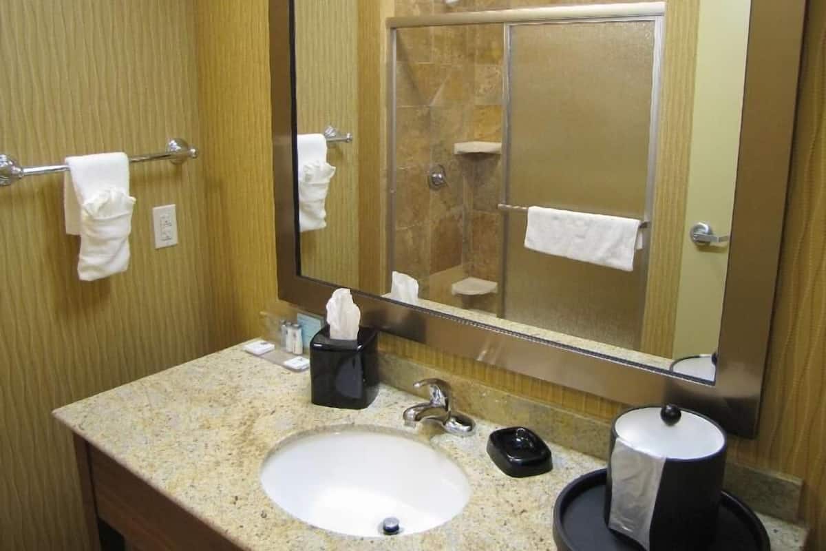 Bathroom | Hair dryer, towels, soap, shampoo