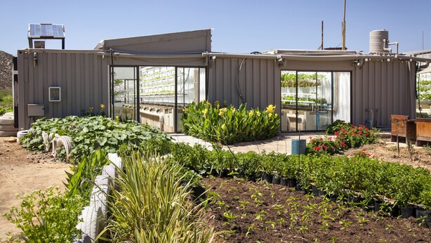A rooftop garden with various plants and a greenhouse. - Aquila Private Game Reserve & Spa (Touws River)