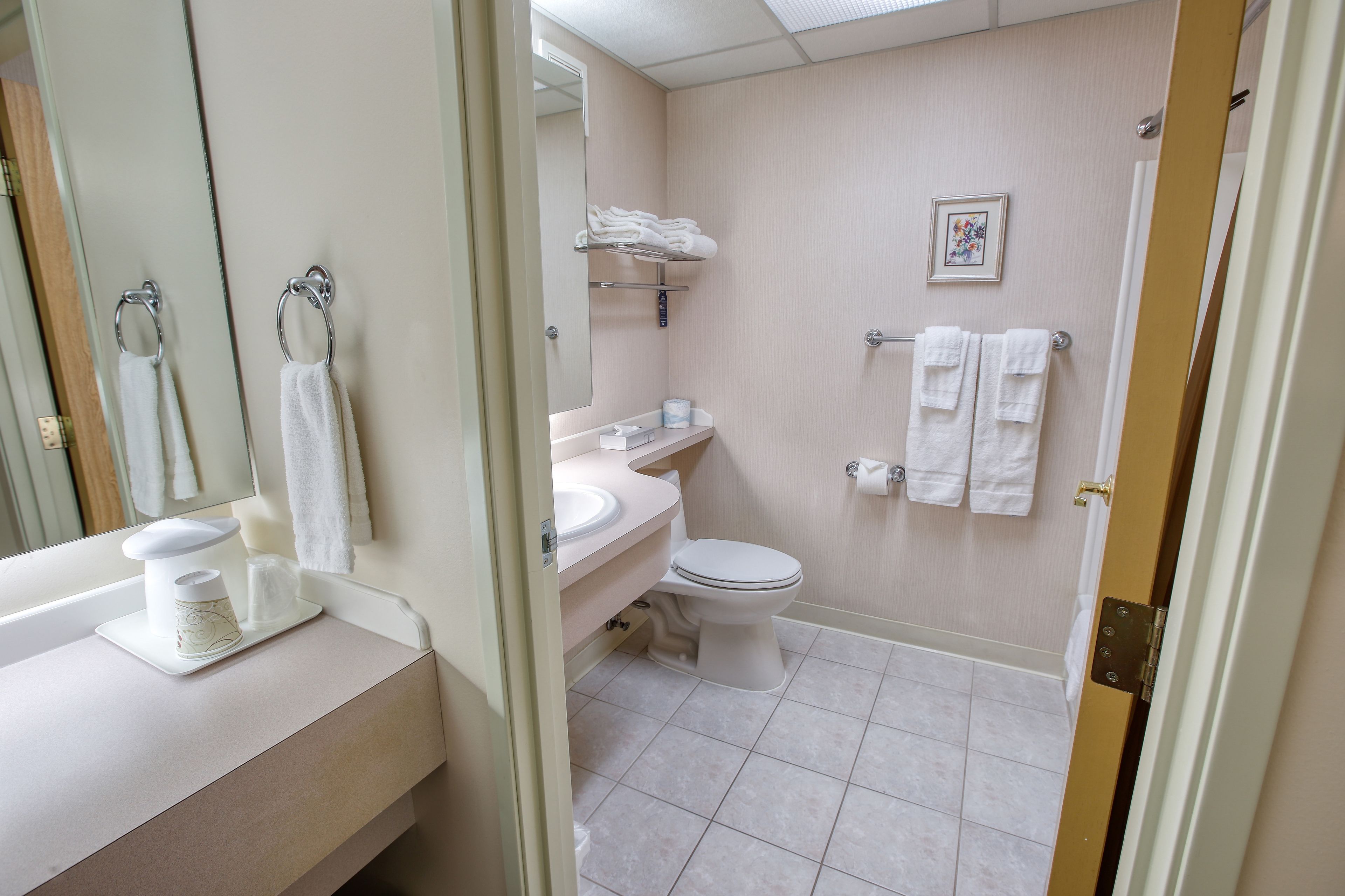 deluxe double room, 2 queen beds | bathroom | combined shower/bathtub, free toiletries, hair dryer, towels