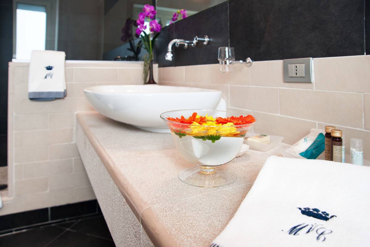 shower, free toiletries, hair dryer, slippers