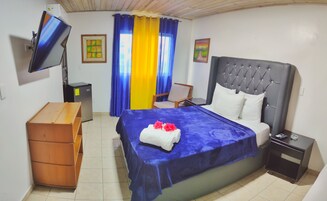 In-room safe, free WiFi, bed sheets, alarm clocks