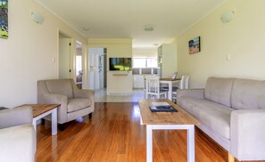 2 bedrooms, blackout drapes, iron/ironing board, bed sheets