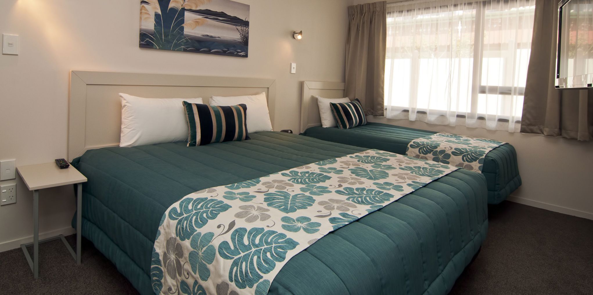 Individually decorated, individually furnished, desk, laptop workspace