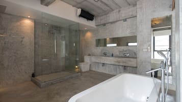 Deluxe Room | Bathroom | Hair dryer, towels