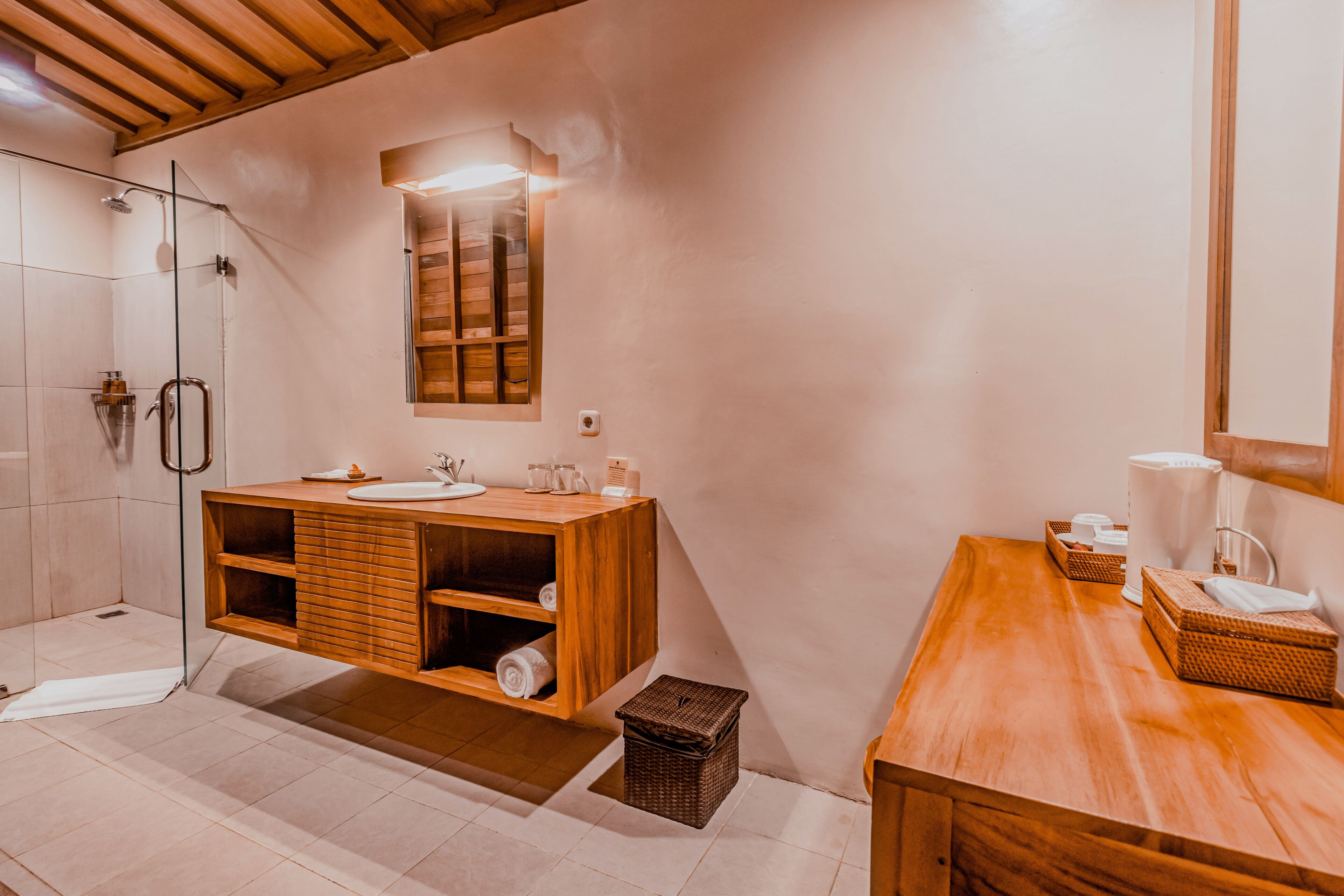 joglo house | bathroom | separate bathtub and shower, free toiletries, hair dryer, bathrobes