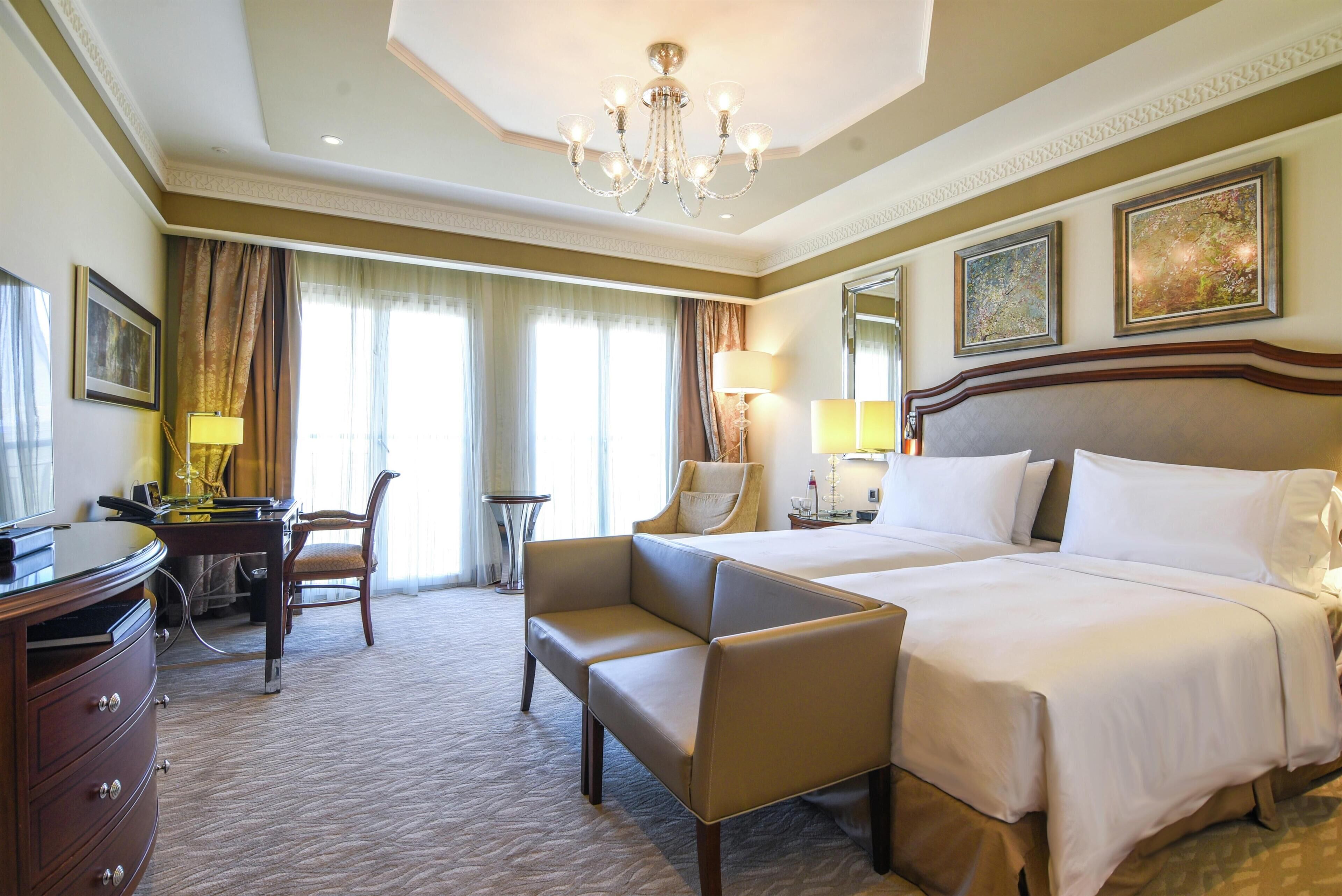 Premium bedding, memory-foam beds, minibar, in-room safe