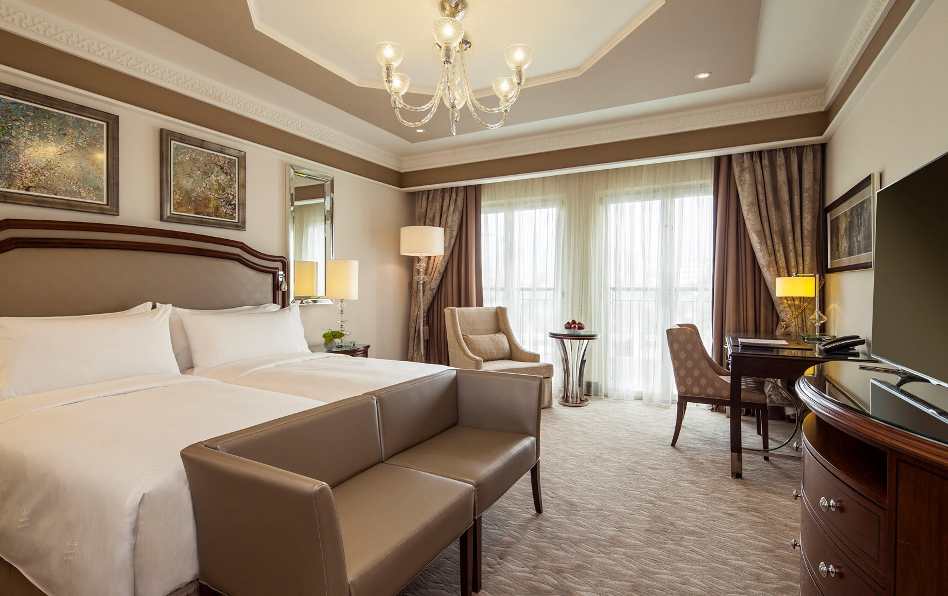 Premium bedding, memory-foam beds, minibar, in-room safe