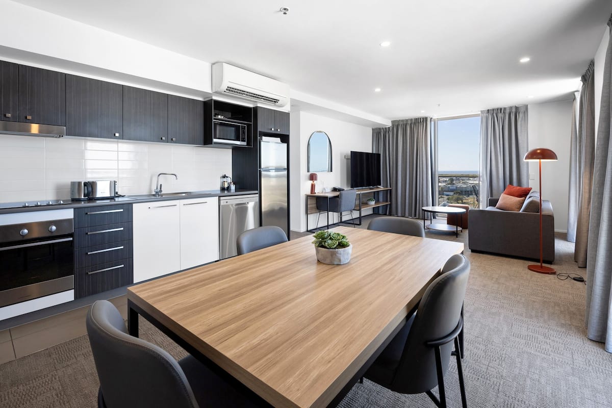 two bedroom apartment | private kitchen | fridge, microwave, stovetop, coffee/tea maker