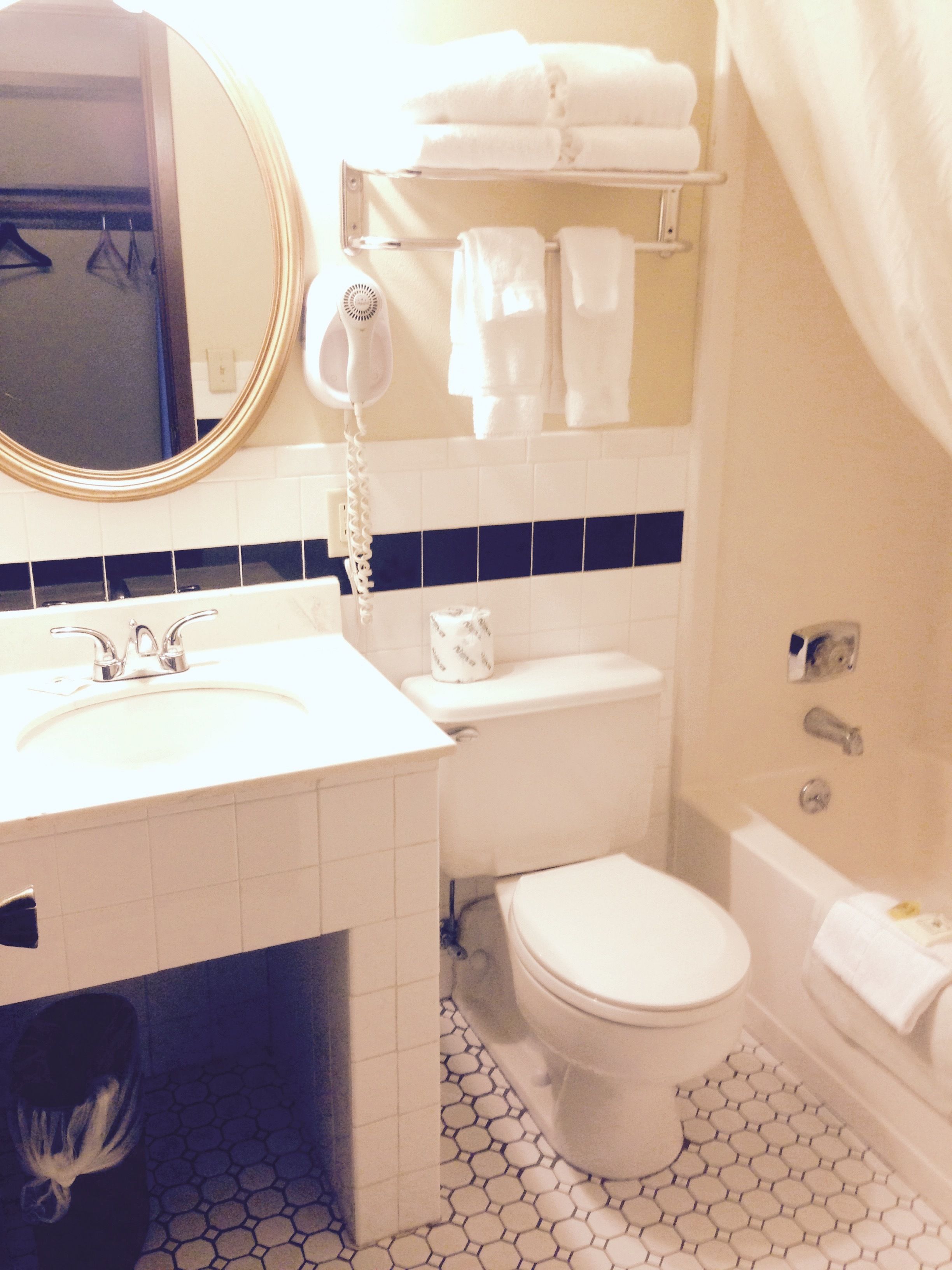combined shower/bathtub, free toiletries, hair dryer, towels