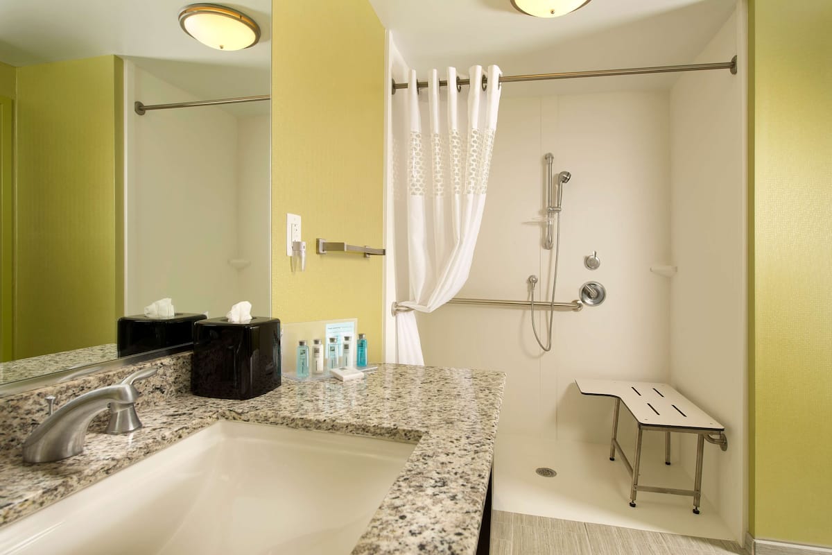 room, 2 queen beds, accessible (accessible roll in shower) | bathroom | free toiletries, towels