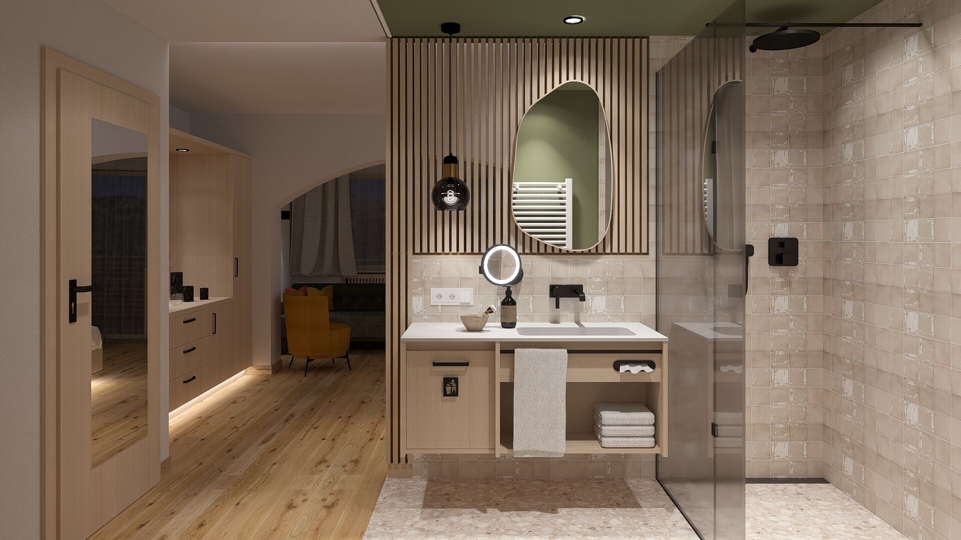 grand double room | bathroom | free toiletries, hair dryer, bathrobes, towels