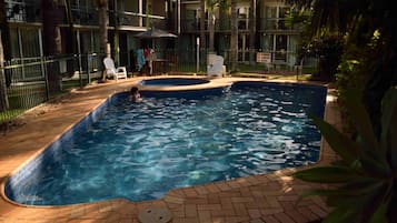 Outdoor pool, sun loungers