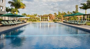 Outdoor pool, sun loungers