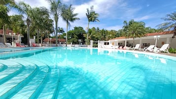 2 outdoor pools, open 9:00 AM to 9:00 PM, pool umbrellas, sun loungers