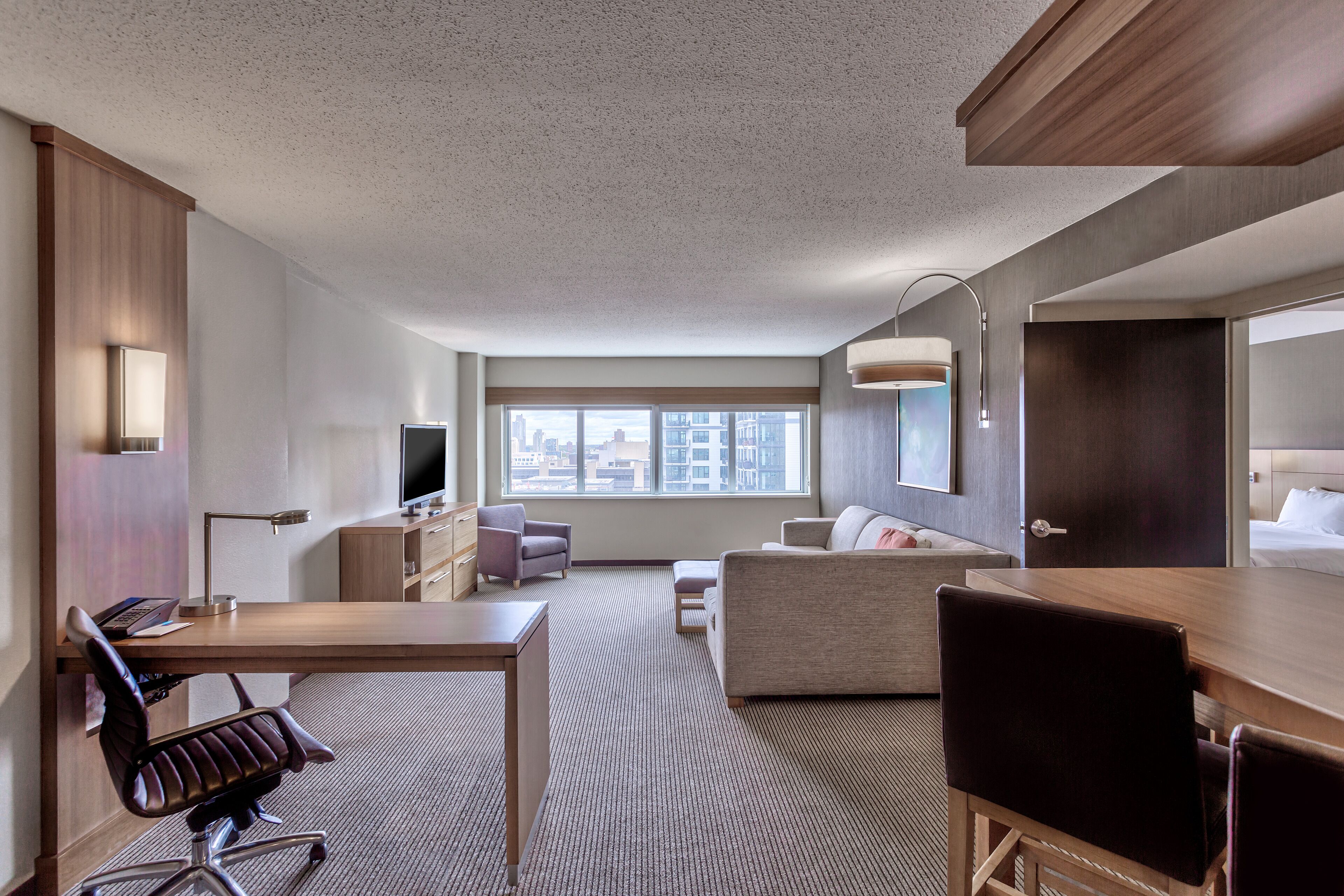 flat-screen tv, pay films, mp3 dock