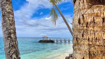 Private beach, sun loungers, snorkeling, surfing