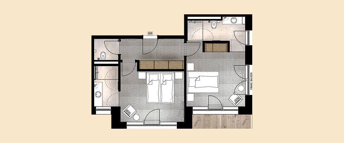 family room, multiple bedrooms, balcony, mountain view | floor plan