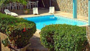 Outdoor pool, pool loungers