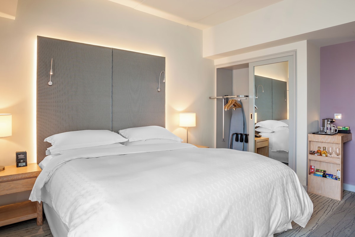 Room, 1 King Bed, Mobility Accessible, City View (Roll-In Shower) | Premium bedding, minibar, in-room safe, desk