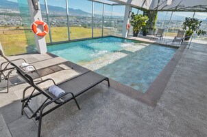 Outdoor pool, pool loungers