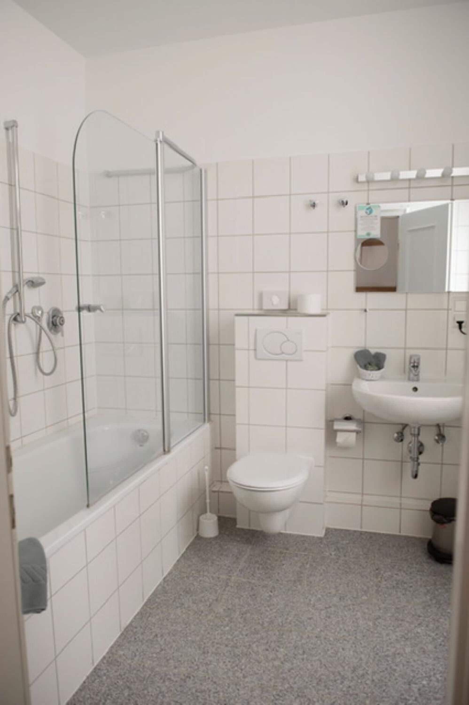 eco-friendly toiletries, hair dryer, towels, soap