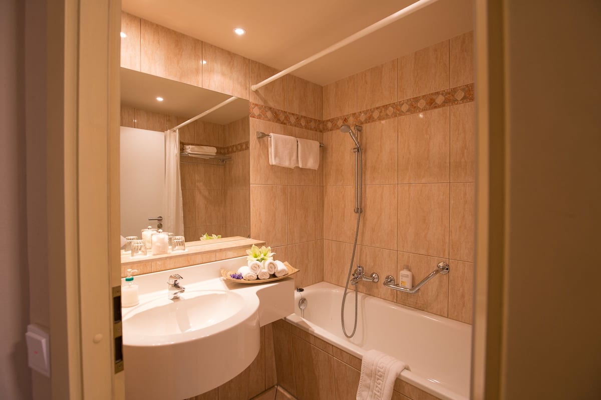 free toiletries, hair dryer, bathrobes, slippers