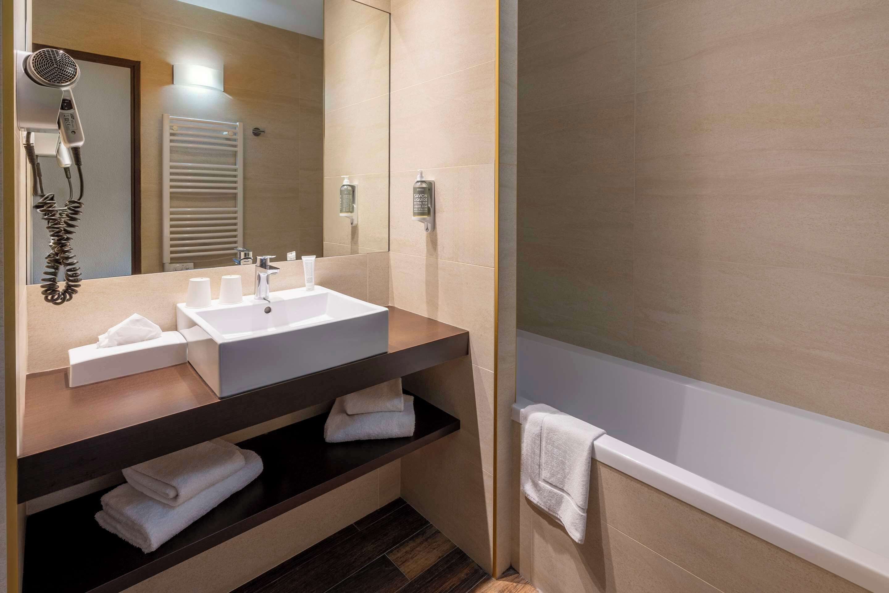 free toiletries, hair dryer, towels