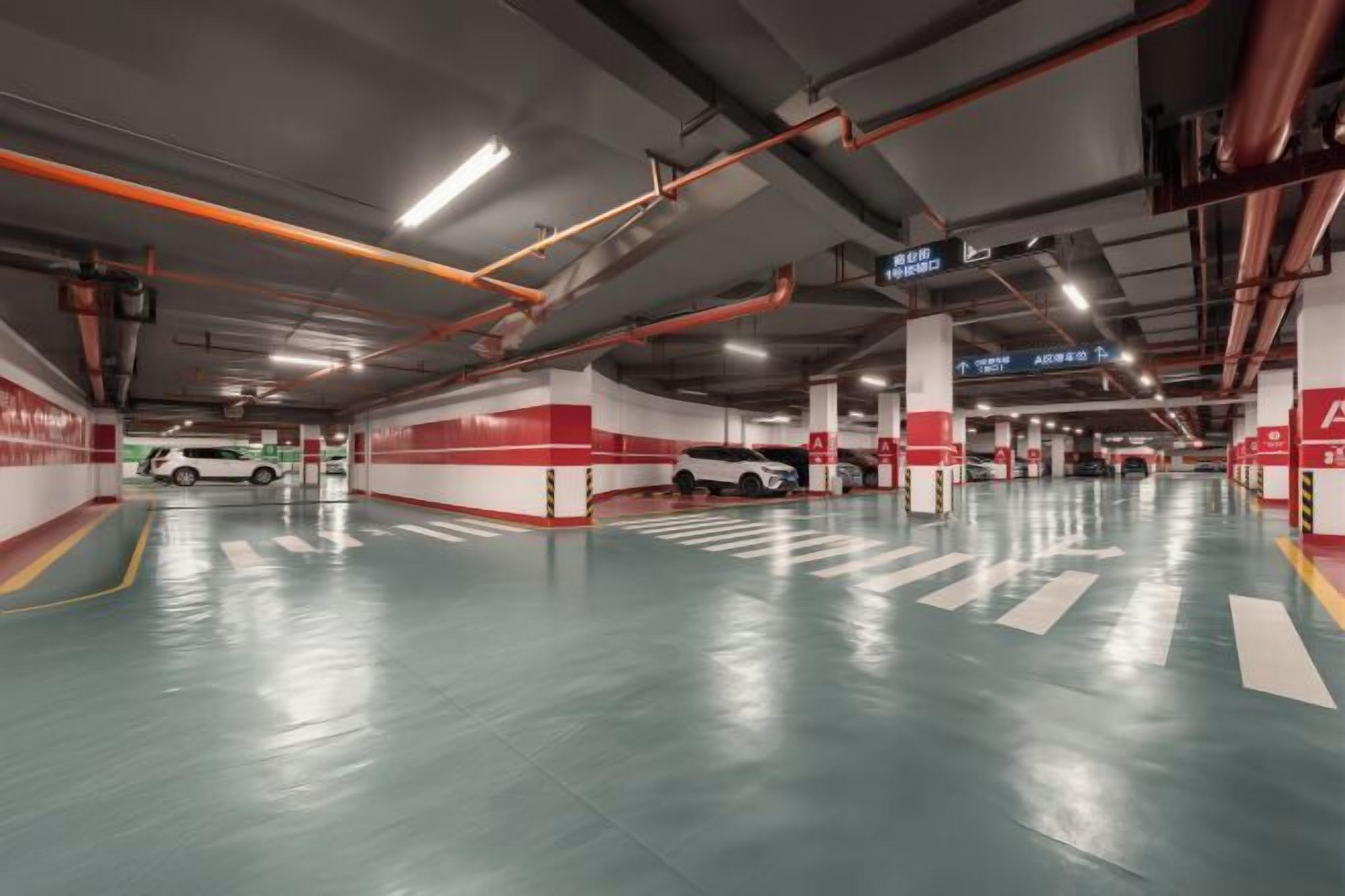 A multi-level parking garage with clear signage, multiple parking levels, and a clean, well-lit environment.