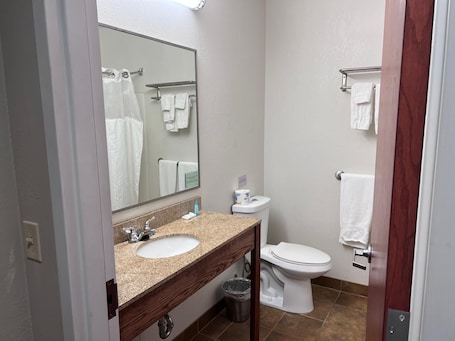 Room, 1 King Bed & 1 Queen Bed | Bathroom | Designer toiletries, towels. Pleasant Night Inn Carthage Near Fort Drum