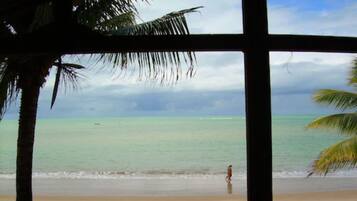 On the beach, white sand