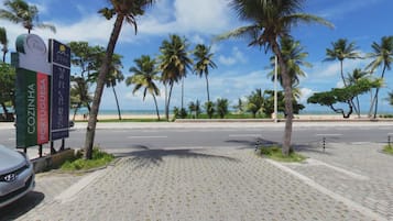 On the beach, white sand