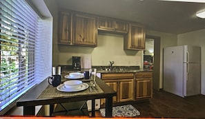 Mini-fridge, microwave, coffee/tea maker