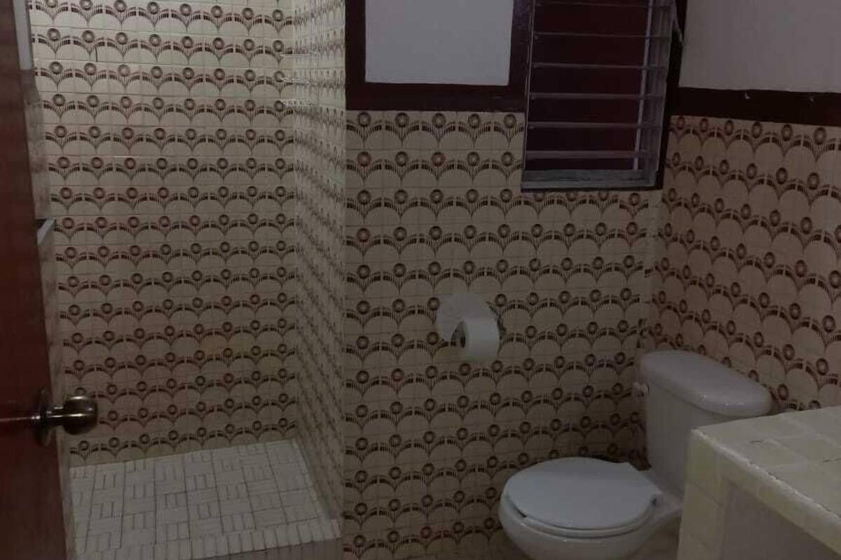 basic triple room | bathroom | shower, towels, soap, toilet paper