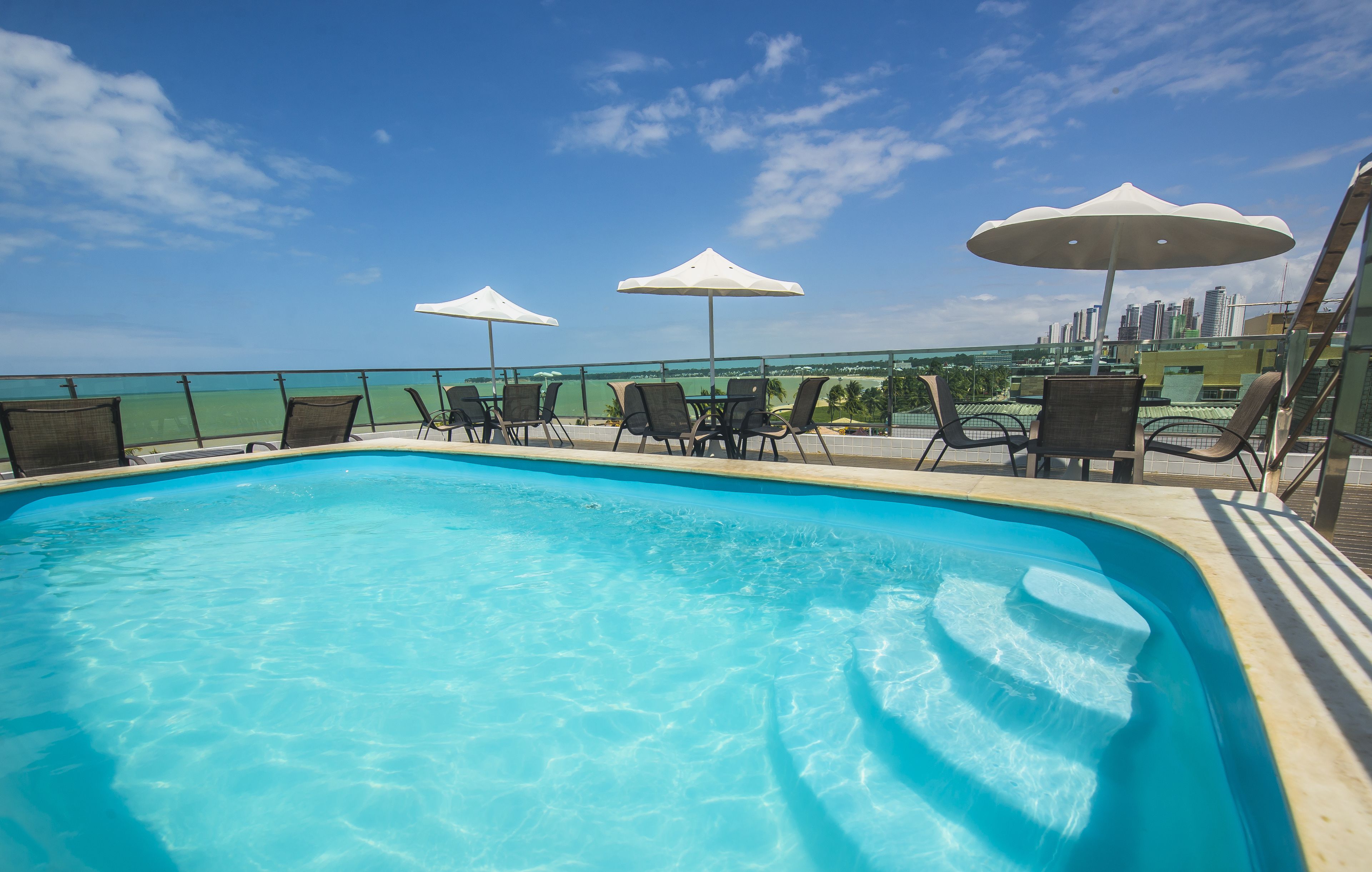 outdoor pool, pool loungers