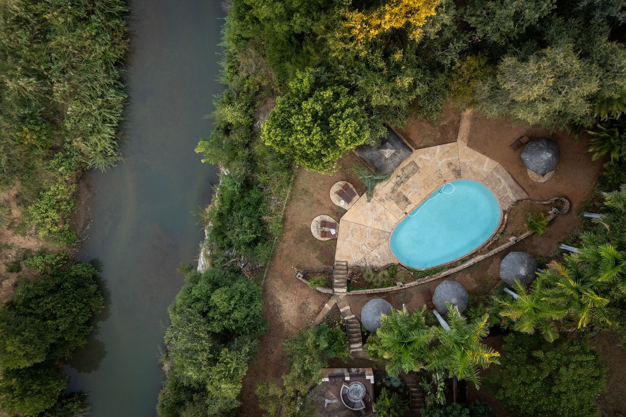Outdoor pool, pool loungers