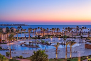 7 outdoor pools, open 7:00 AM to 5:00 PM, pool umbrellas, pool loungers - Cleopatra Luxury Resort Makadi Bay (Makadi Bay)