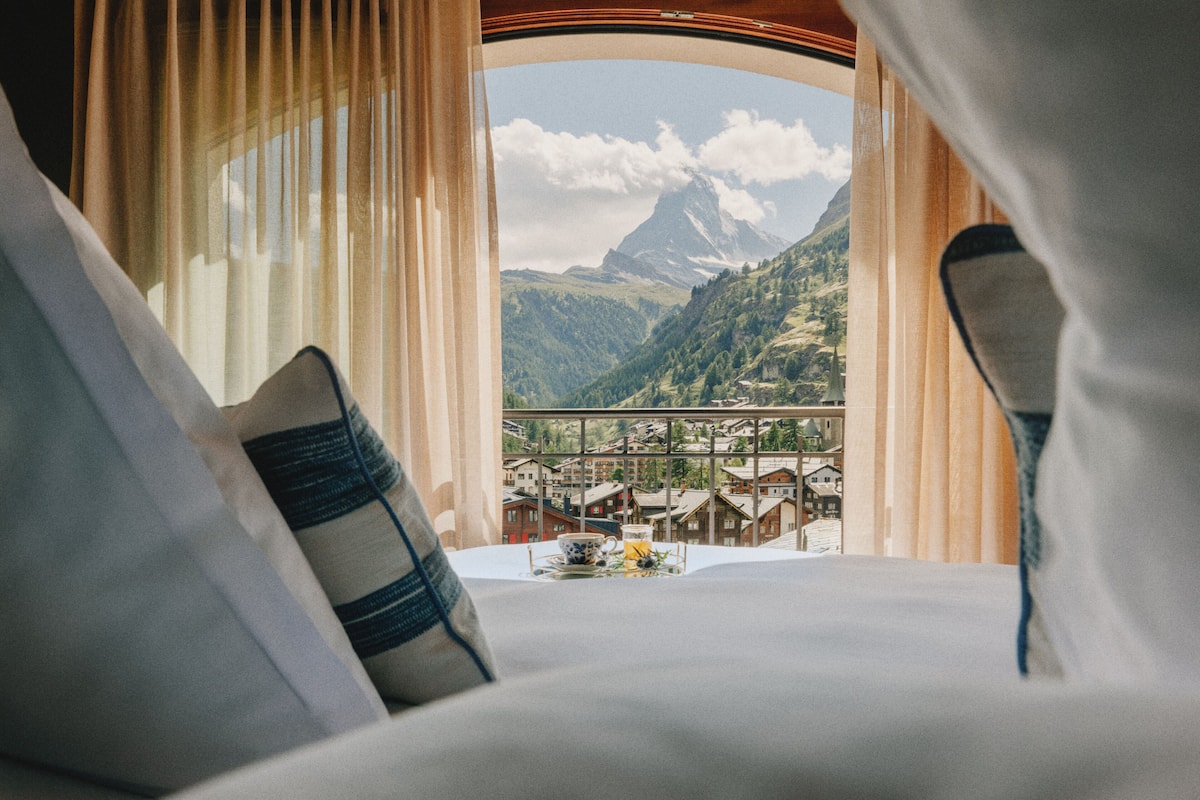 suite with matterhorn view | 1 bedroom, hypo-allergenic bedding, down duvets, minibar