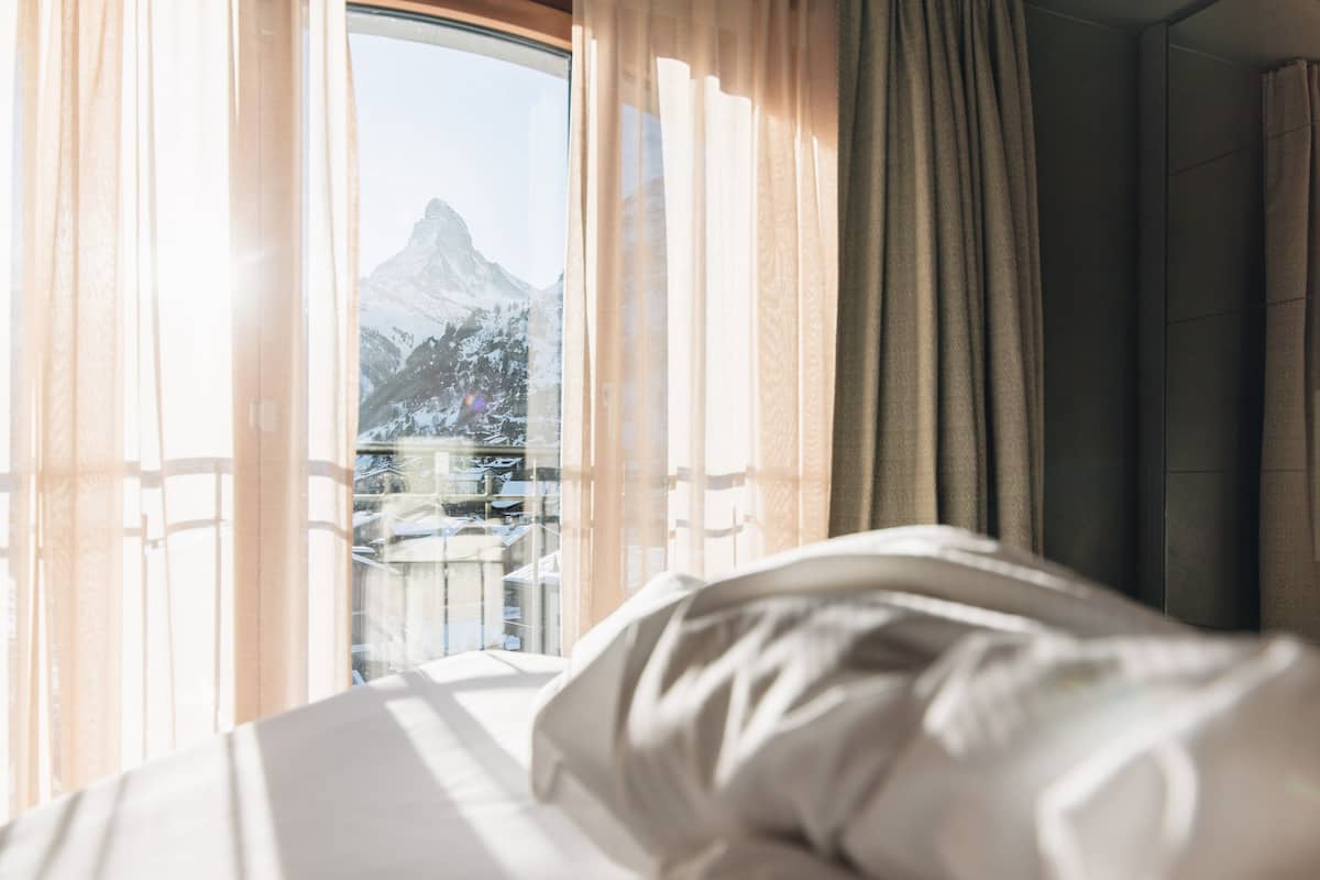 suite with matterhorn view | 1 bedroom, hypo-allergenic bedding, down duvets, minibar