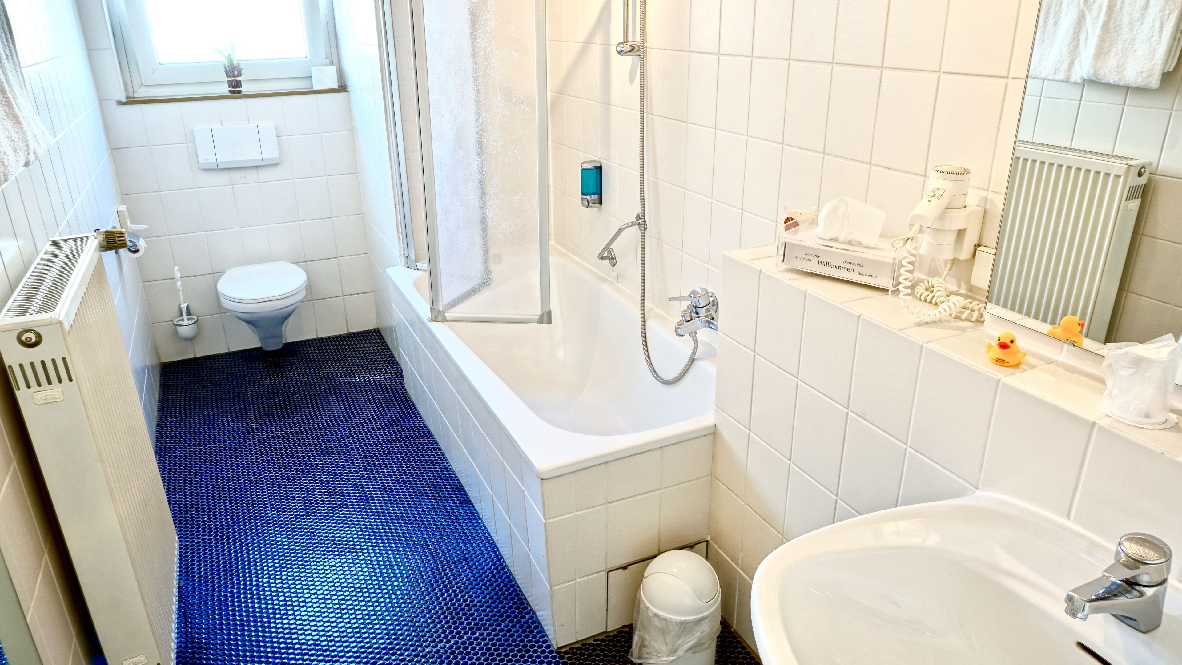 standard double room | bathroom | hair dryer, towels